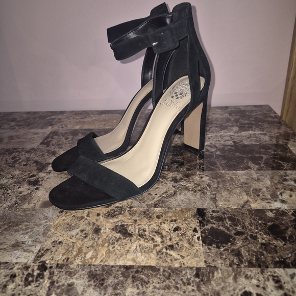 Vince Camuto Shoes - Vince Camuto Elegant Black Suede Ankle Strap Heels